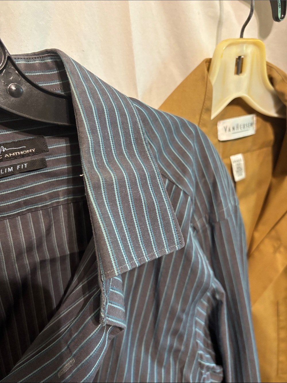 Men’s dress shirts -2. Marc Anthony / Van Heusen. Dk grey/teal, golden brown - Picture 5 of 7